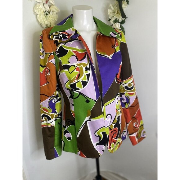 VTG Dana Buchman Size 4 Blazer Jacket Multi Color Abstract Pattern Lined USA EUC - Picture 3 of 16